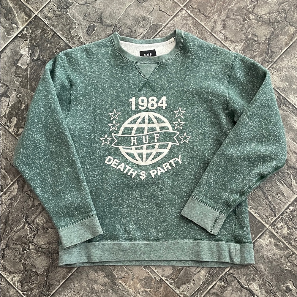 HUF Crewneck Men's Graphic Sweatshirt Streetwear Grunge Goth Indie